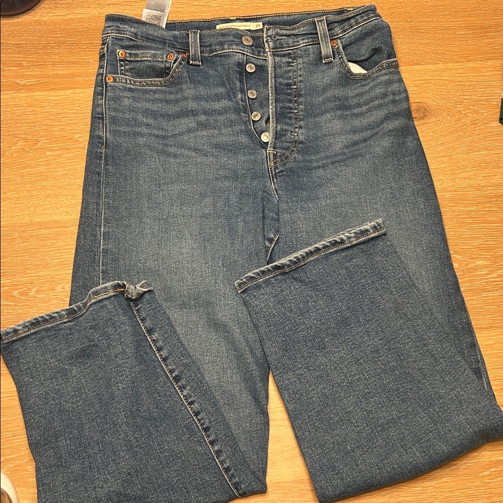 Levi's Ribcage Straight Ankle Jeans - Dark Blue